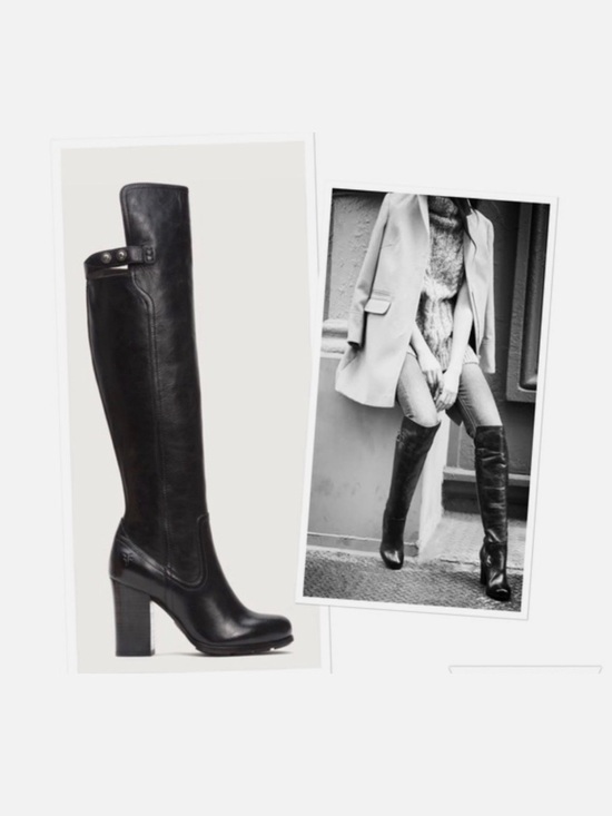 Frye Shoes - Frye Over the Knee Black Tall Leather Block Heel Boots Size 6.5